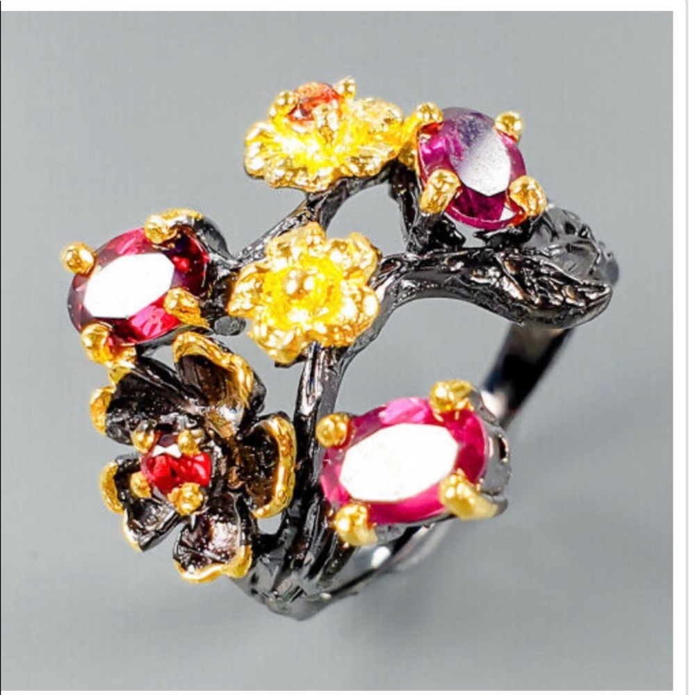 Natural Rhodolite Garnet Ring